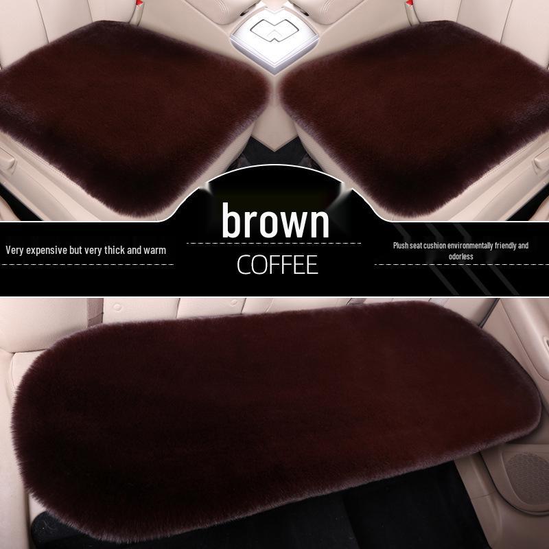 Winter Plush Car Seat Cushion Set: Thick Short Pile, Wool, Rabbit Hair, Non-Slip, 3-Piece