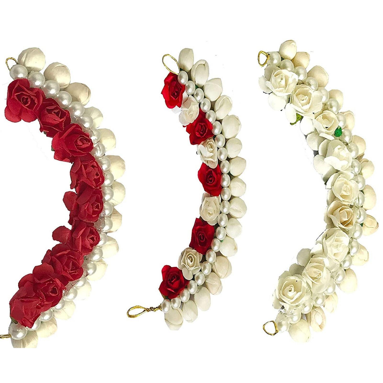 Indian traditional Fancy Flower Hair Gajra For Girls Pack 03 Multicolor P792 2567