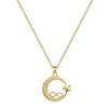 Star Moon Full Diamond Light Luxury Temperament Gorgeous Full Diamond Necklace Female Versatile Collarbone Chain Titanium Steel Chain