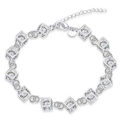 Exquisite Accessoires Damenarmband Koreanische Version des Kreativen Schachbrettarmbands mit weißem Stein Silberarmband