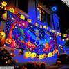 1PCS Halloween Garage Door Decoration - Luminous UV Effect - Super sized Horror Skull Party Scene with Pumpkin and Bat