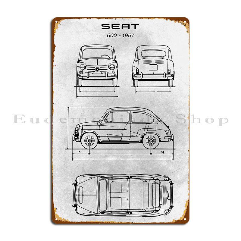 

No220 Seat 600 1957 Metal Plaque Poster Garage Plaques Bar Customize Character Custom Tin Sign Poster 20x30cm（7.8x11.8inch）