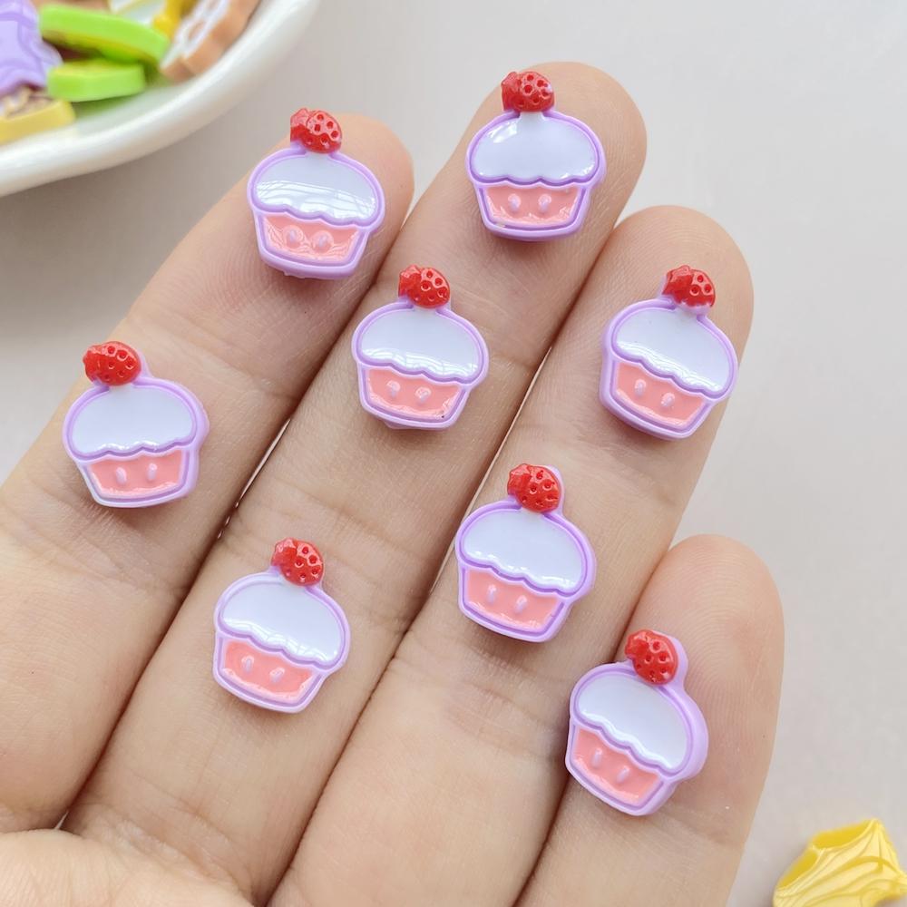 50Pcs Cute Resin Cartoon Strawberries, Cherries, Lollipops, Cakes Flat Back Scrapbooking DIY Jewelry Craft Decoration Accessorie