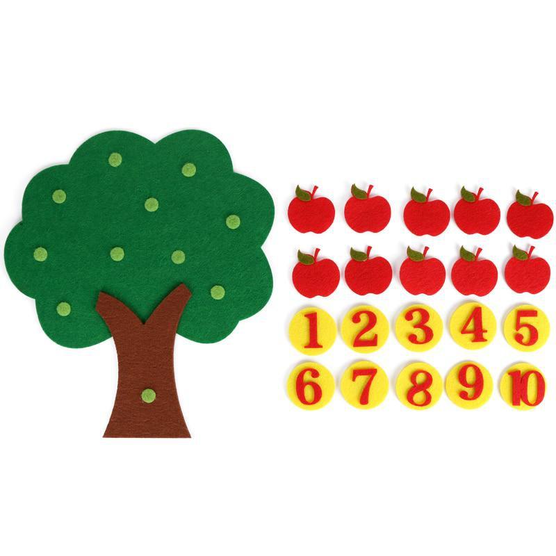 1-10 Montessori Educational Toy Children's Puzzle Handmade DIY Toy Kindergarten Apple Tree Match Digital Teaching