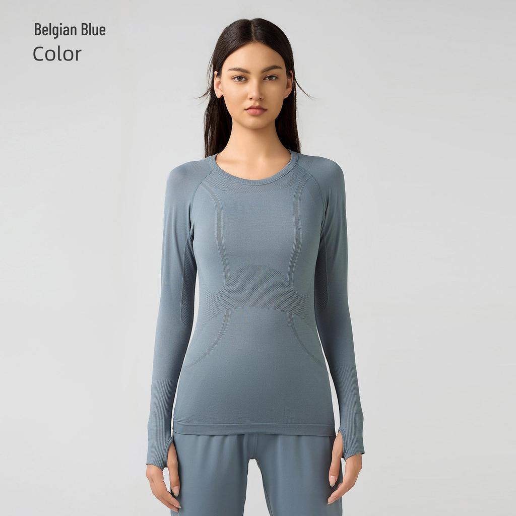 Women's Seamless Long Sleeve Yoga Top – Comfortable, Breathable, Tight-Fitting, Slimming Fitness Wear