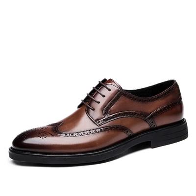 2026 Carved Block Leather Shoe Allmatch Business Dress Shoe Men Wedding Banquet Shoe Social Shoe Male British Luxury Men Shoe