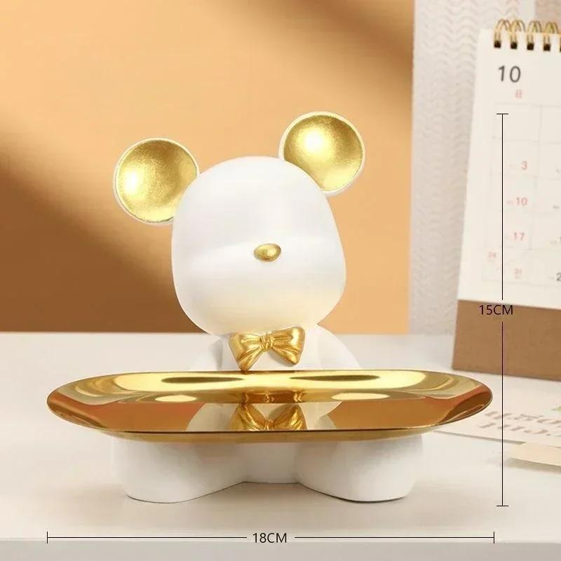 Aesthetic Bear Car Key Tray Violent Bear Storage Holder Mobile Phone Bracket Tray Support Bear Living Room Entryway Decoration