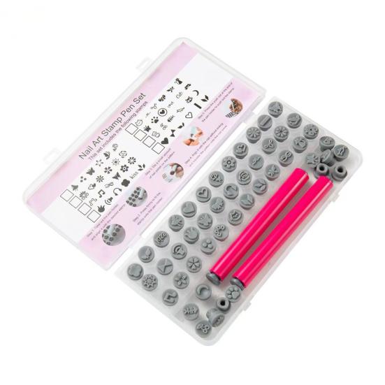 1 Set Nail Stamp Pens with Interchangeable Heads, Nail Art Stamper Tools with 36/48 Patterns, DIY Manicure Design Stamping Pen for Women, Beginner