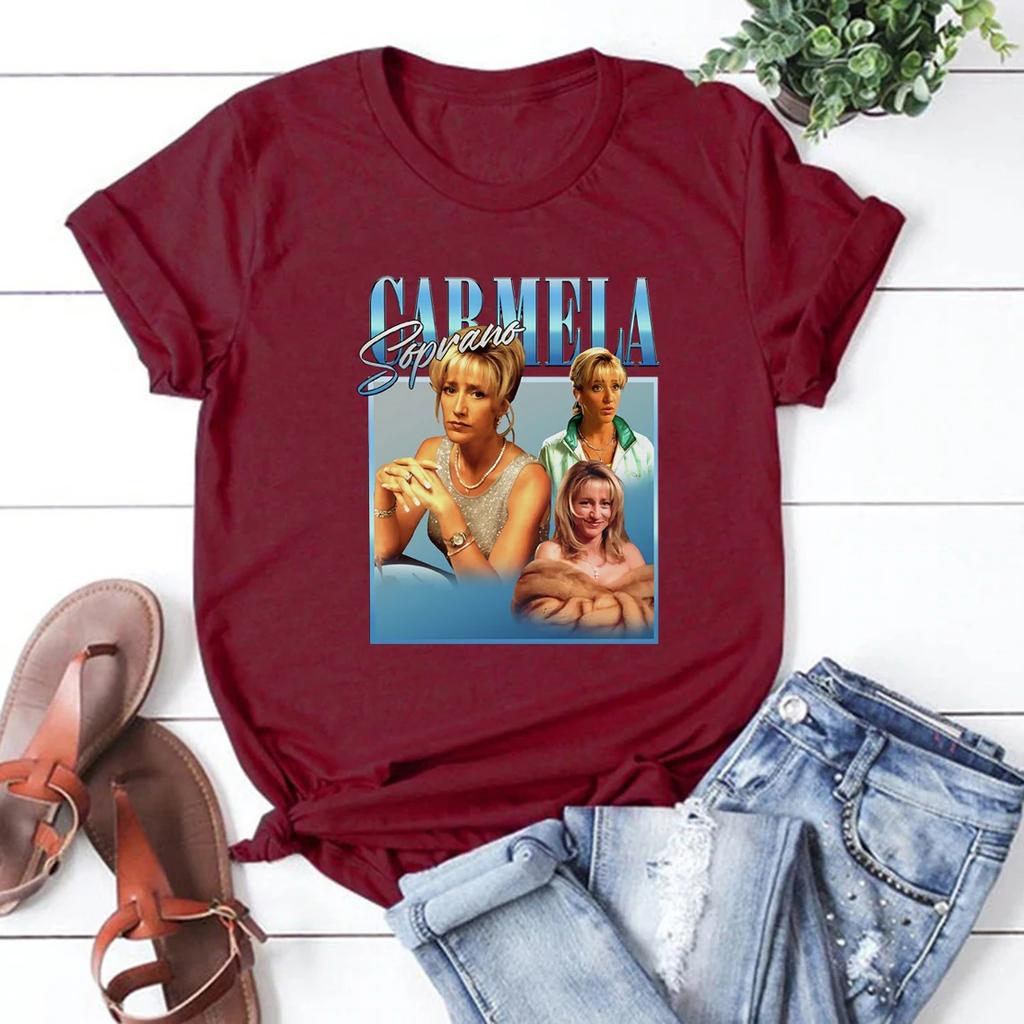 Carmela Soprano Homage TShirt Tv Show Inspired Tshirt Womens Short Sleeve Graphic T Shirts Aesthetic Clothes Women Clothing