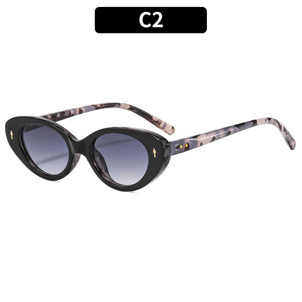 Trendy Small Frame Oval Cat Eye Sunglasses for Men Women Candy Gradient Lens Transparent White Fashion Versatile Sunglasses
