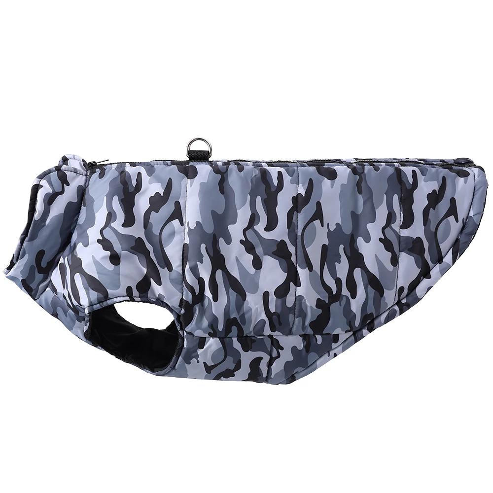 

Зимняя теплая одежда для больших собак, камуфляжная безрукавка для питомца, куртка, ветрозащитное пальто для большой собаки, на молнии, с D-кольцом, 4XL-6XL, одежда для щенков 4XL чёрный