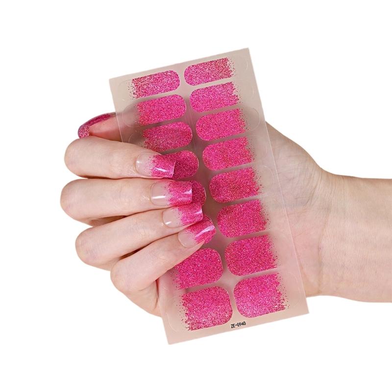 Strong Adhesive Nail Strips Polish Film Decals Stick On Art Decals Without LED Lamps Curing Stylish and Long Lasting