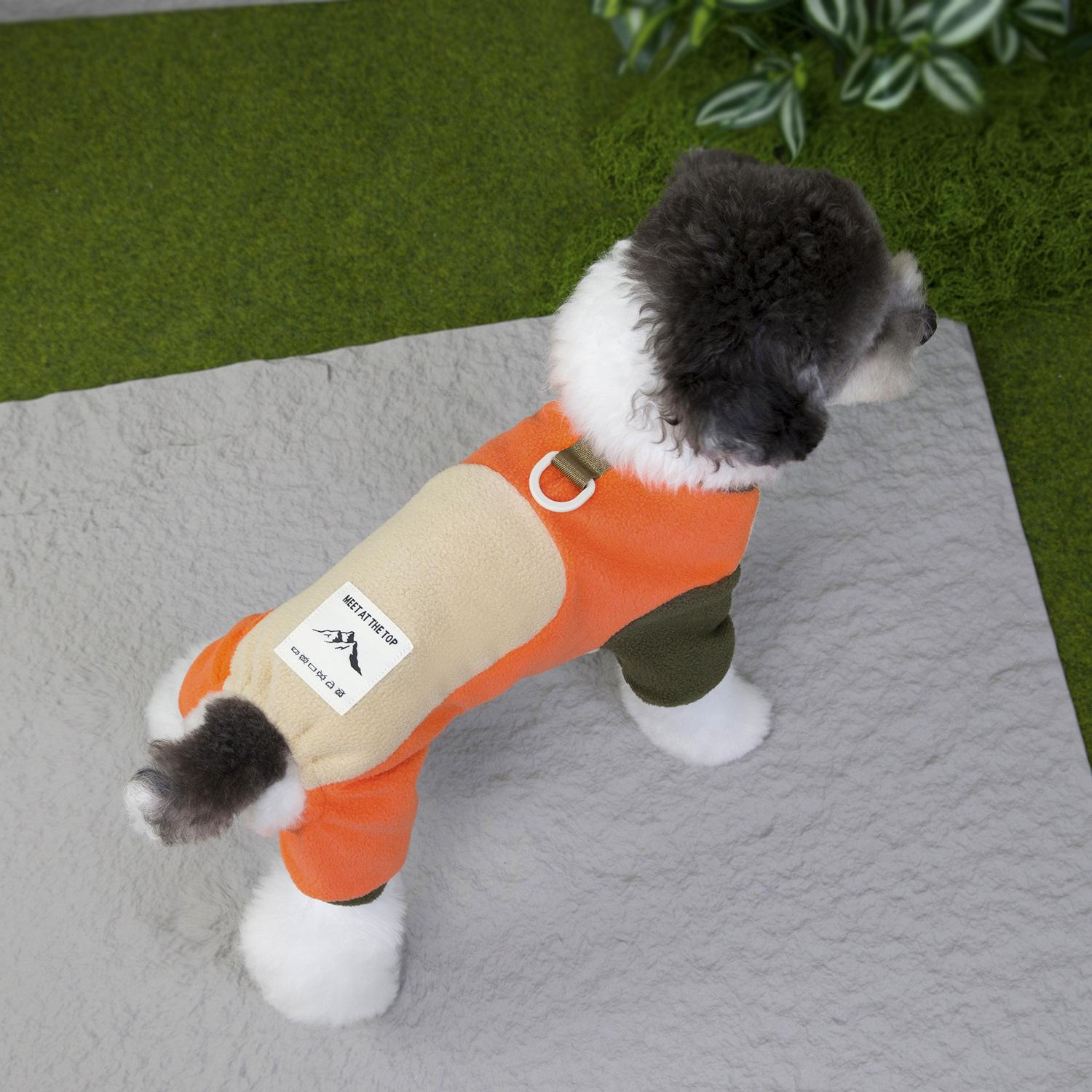 Dog clothes autumn and winter new pet clothes pet clothes winter thickened 25 contrasting color fleece four legs S
