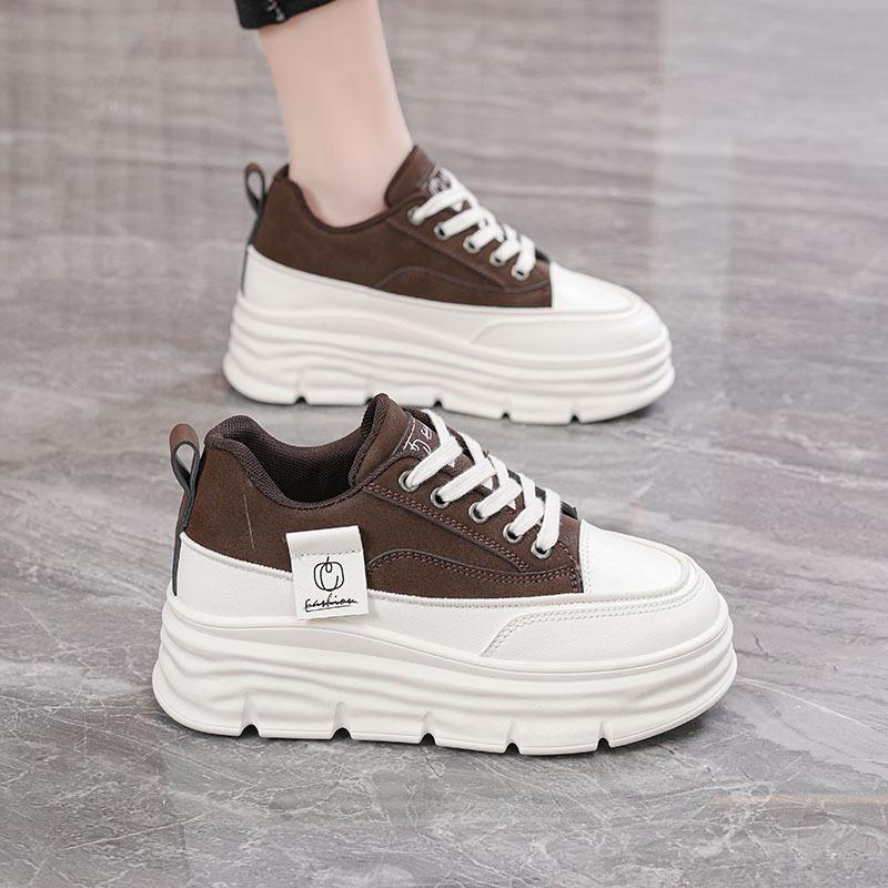 Shoes Women Autumn Trend New Woman Flats Shoes Chunky Lace-up Soft-sole Casual Sneakers Female Vulcanized Shoe Walking Shoe