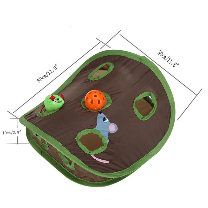 Cat Hole Foldable Pet Cat Toy Nine Hole Old Mouse Hole Cat Claw Fun Tunnel Toy