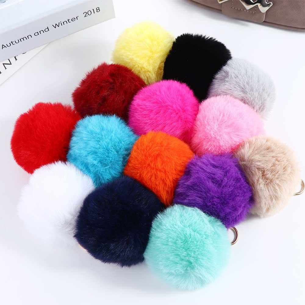 Key Ring Accessories Car Keyring Fur Ball Keychain Key Holder Car Keyring Pom Fluffy Key Chains
