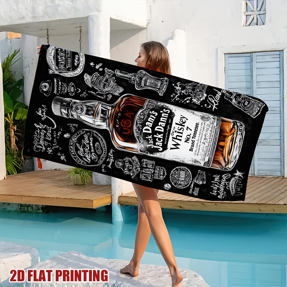 Whiskyflasche Graffiti Kunst Strandtuch, Urban Street Wall Design Schnelltrocknendes Sandfreies Mikrofaser Badetuch für Yoga und Reisen