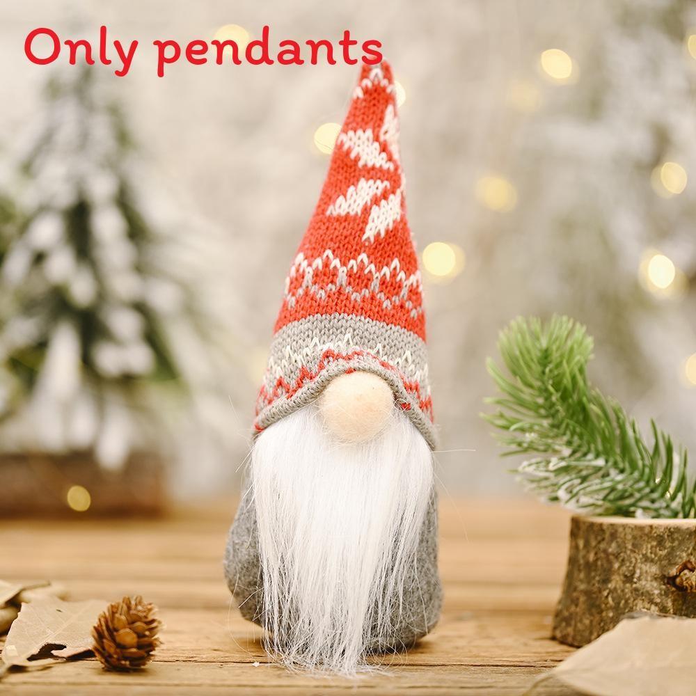Christmas Snowflake Knit Hat Forest Elder Doll With Fabric Material For Festive Decorations красный