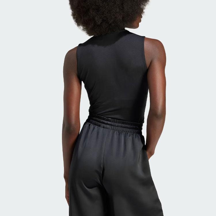Adidas Originals Ärmelloser Body Buchstabenprint Stehkragen Slim Fit Sport-Jumpsuit Damen Body Schwarz IT9712