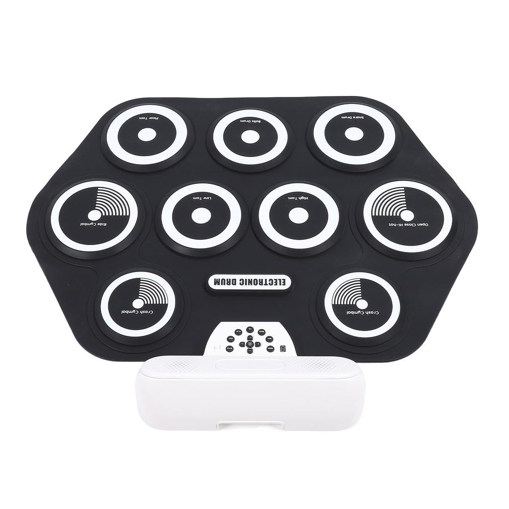 Electronic Drum Pad Portable Hand Rolled Drum Pad Double Speakers Bluetooth Rechargeable Silicone Ro