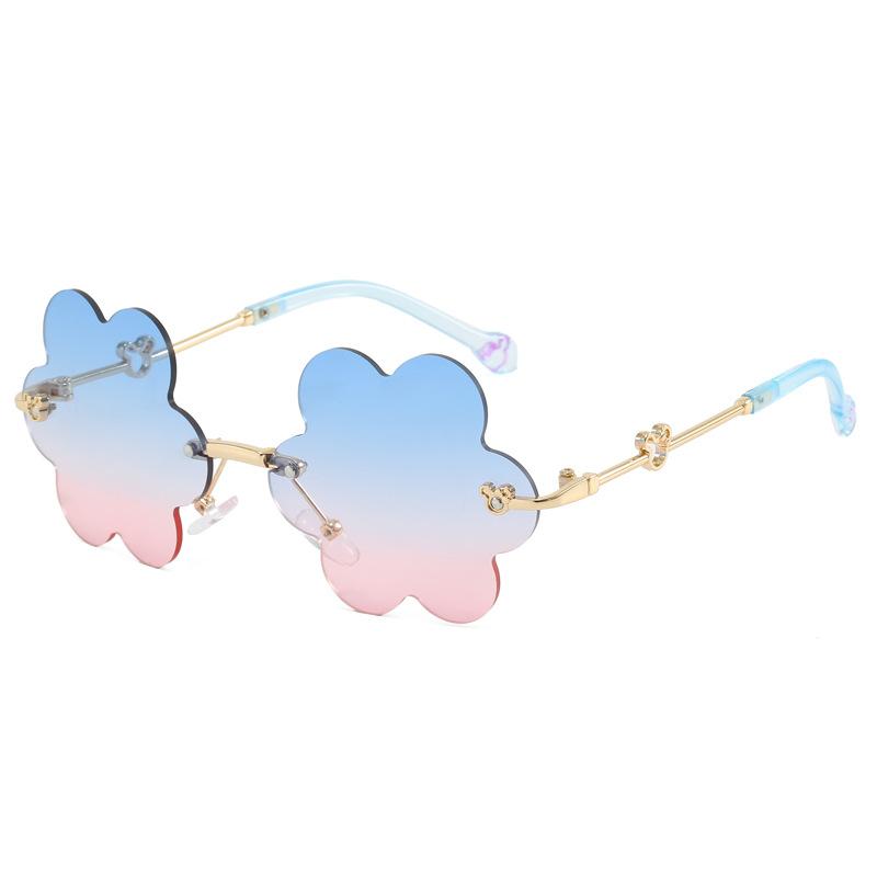 Trendy Children's Flower Rimless Sunglasses Uv Protection With Cute Decorations Sun Protection Glasses 6001