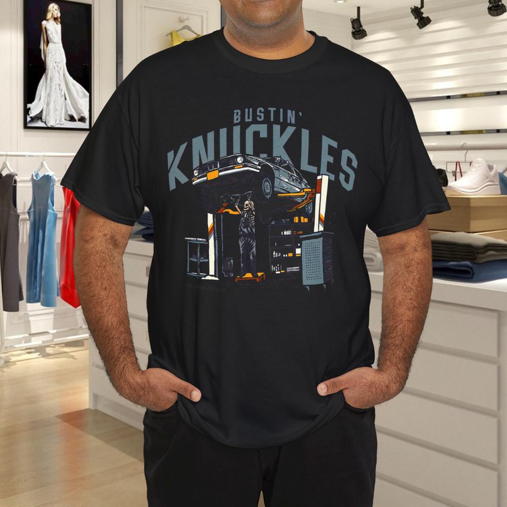 

Bustin Knuckles Skeleton Auto Mechanic Humor Tee T-Shirt 4XL