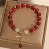 1Pcs Charm Talismans Jewelry Red Natural Jade Beads Bracelet Luxury Gemstone Accessories  Gifts For Women