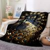 1PC Golden Peacock Feather Blanket, Throw For Sofa, Bed, Travel, Camping, Livingroom, And Bed, Printing Blanket With Soft And Warm Fabric Yy250918154