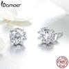 Bamoer Authentic 925 Sterling Silver Classic Clear Cubic Zircon Small Stud Earrings