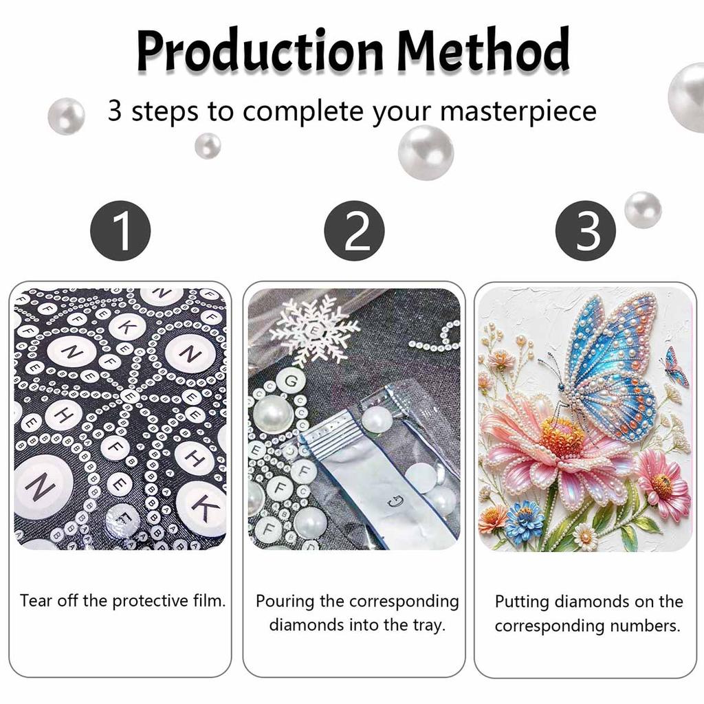 Animal Pearl Painting Butterfly Flowers Handmade DIY Pearl Art Painting Stickers Home Decoration Gifts