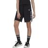 Adidas Originals Trefoil Side Striped Elastic Waist Loose Straight Casual Shorts Women Bottoms Black HS2602