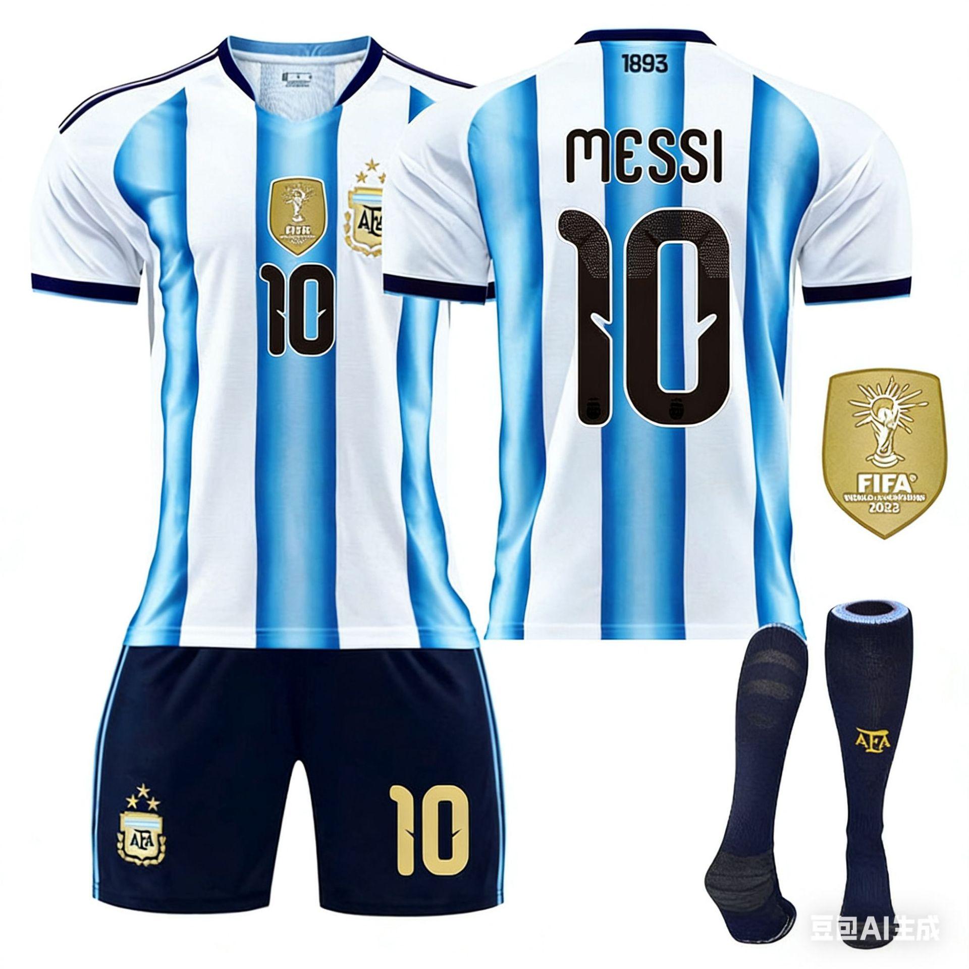 Neue Saison Fußball Argentinien Trikot Set #10 Messi XS blau