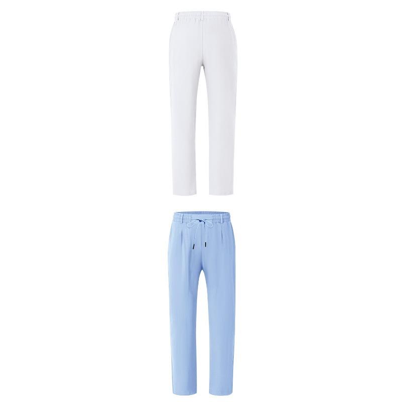 Men American Drawstring Simple Solid Color Casual Linen Cotton Straight Long Pants
