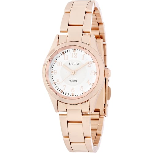 Fieldwork Petit Metal Analog Watch, White with Metal Band, Rose Gold, ST052Fp-9, Women's