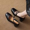 Krazing Pot Sheepskin Round Toe Size 41 Chunky High Heels Buckle Straps Vintage Autumn Pumps
