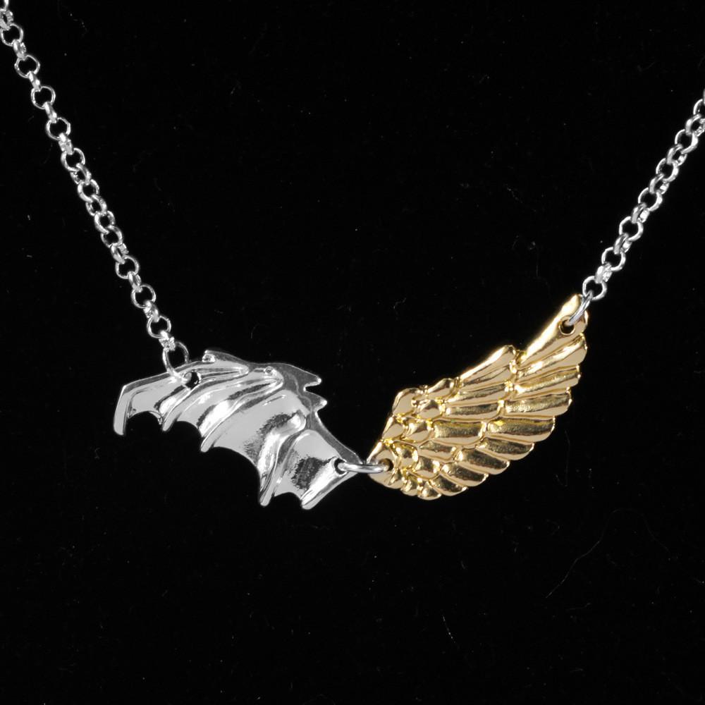 Trendy 2021 Two-tone Plated Wing Necklace For Women Stylish Geometric Sweater Jewelry Accessory