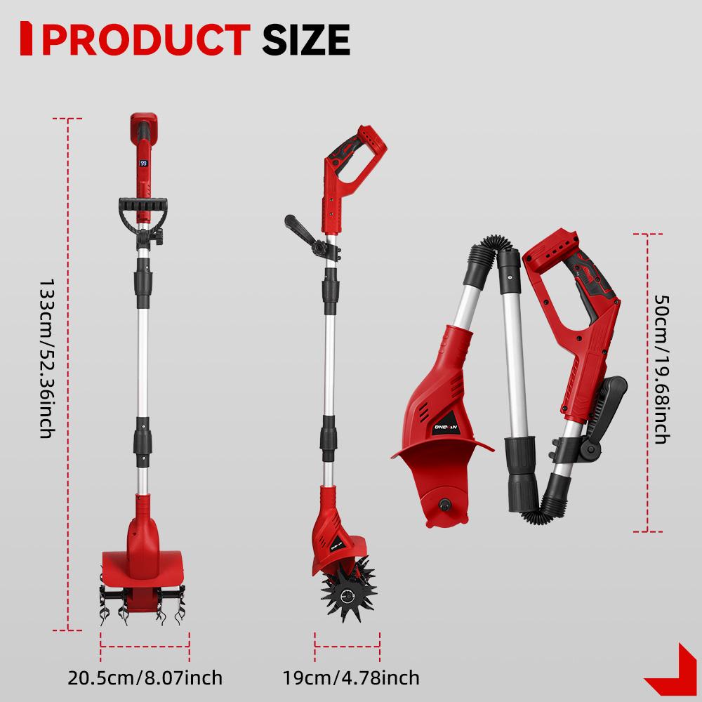 ONEVAN Bürstenloser 1600W Elektrischer Bodenfräse Fräse Kultivator Rasenmäher Akku-Vertikutierer Gartengerät Für Makita Batterie Pin