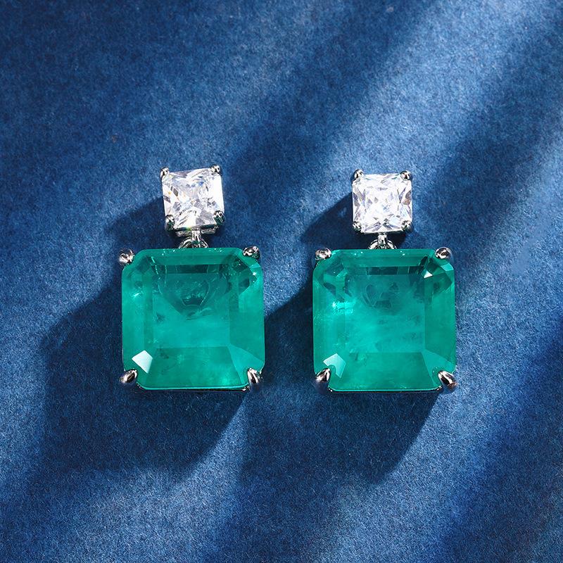 

Новое кольцо с цветком для женщин в стиле легкой роскоши, зеленая серия, квадратный циркон, микропаве, набор серег, подвеска, аксессуары, подарок на праздник