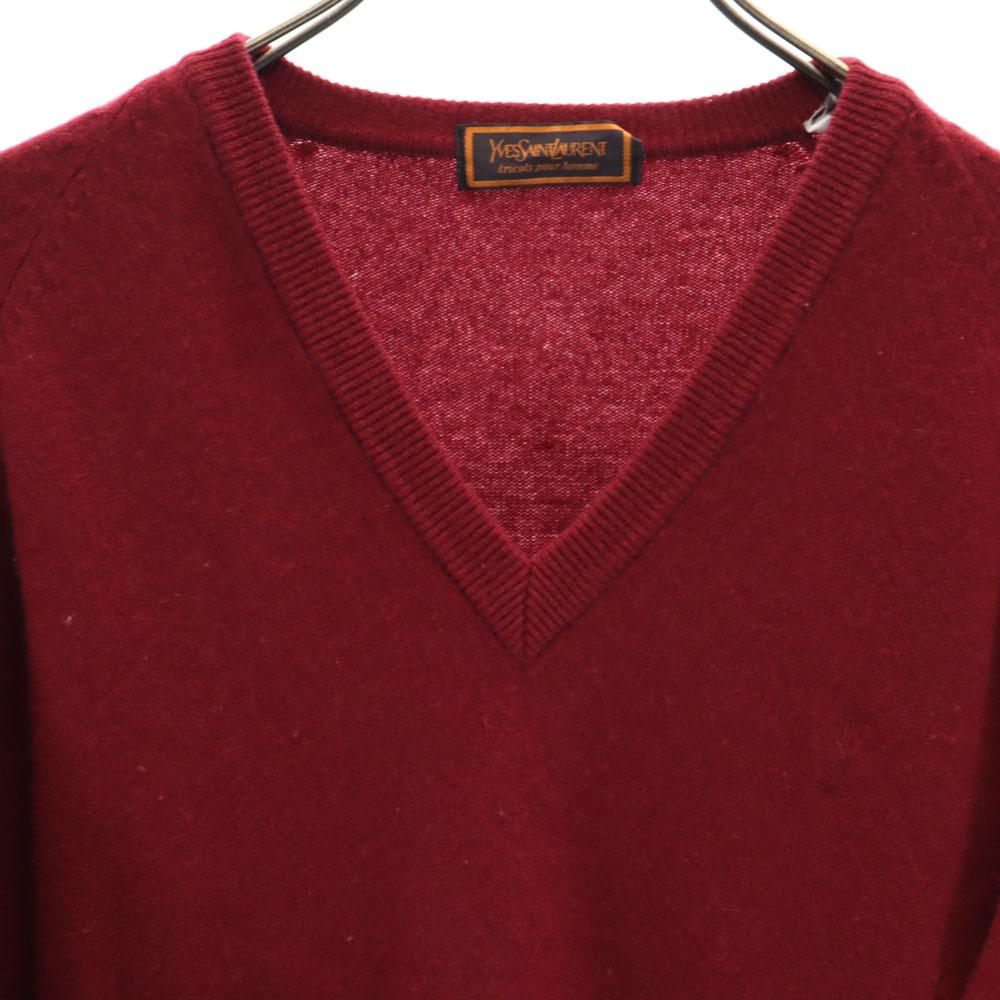 Yves Saint Laurent 90s Made In Japan Cashmere Blend Old Long Sleeve V Neck Sweater Men's Used