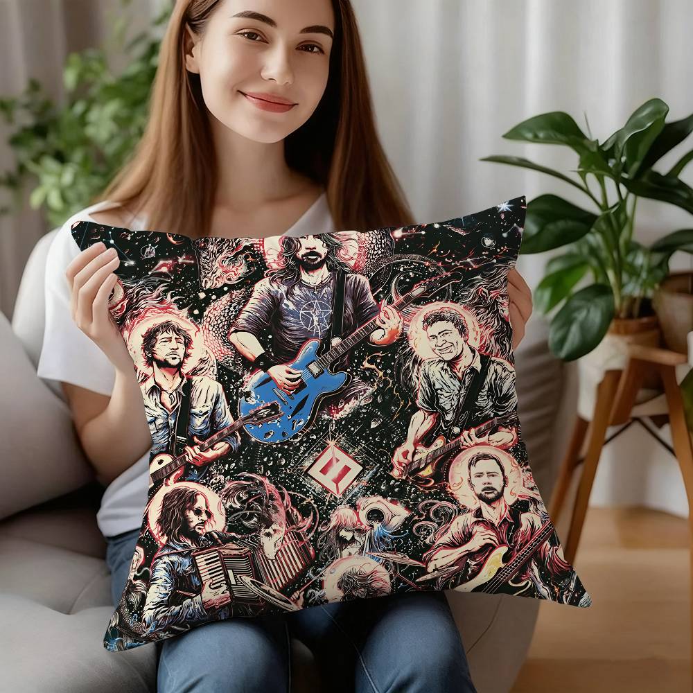Rock Band-F-Foos Fighters Наволочка Плюшевая Ткань Мягкая Наволочка Двусторонняя Печать Чехол для Подушки Домашние Подарки 12x12Inch