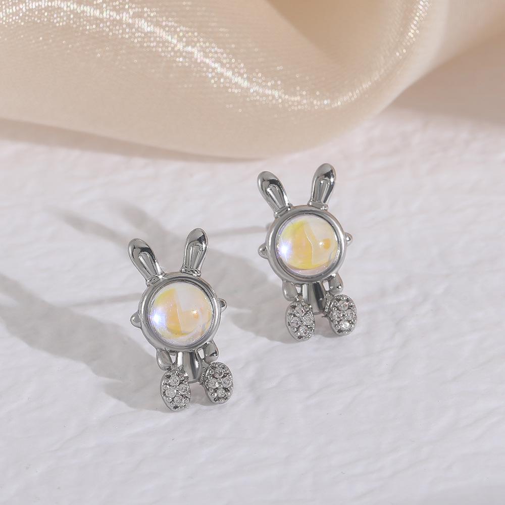 Asymmetrical Stainless Steel Rabbit Earrings - Cute Easter Ornament for Women