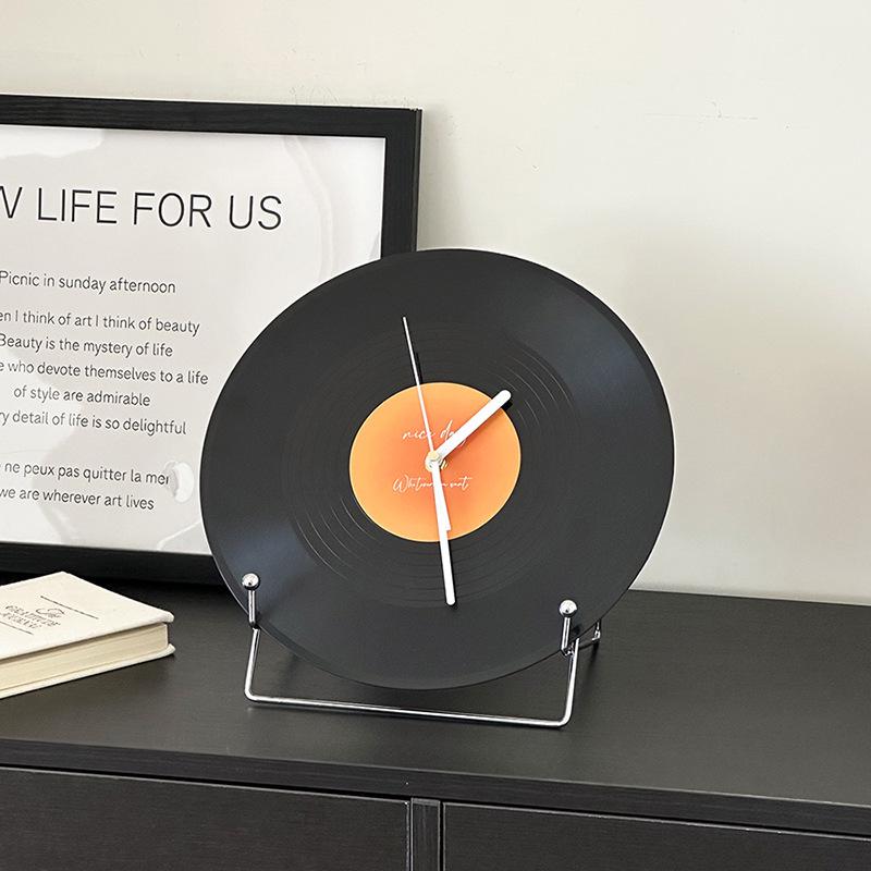 Retro Black Vinyl Record Sunset Wall Clock - Perfect for Living Room, Office, Desk, or Wine Cabinet Décor