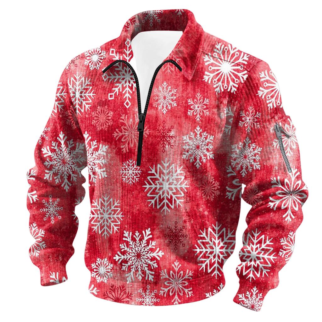 Men's  Flip Collar  Long Sleeves  Half Zipper  Hoodie