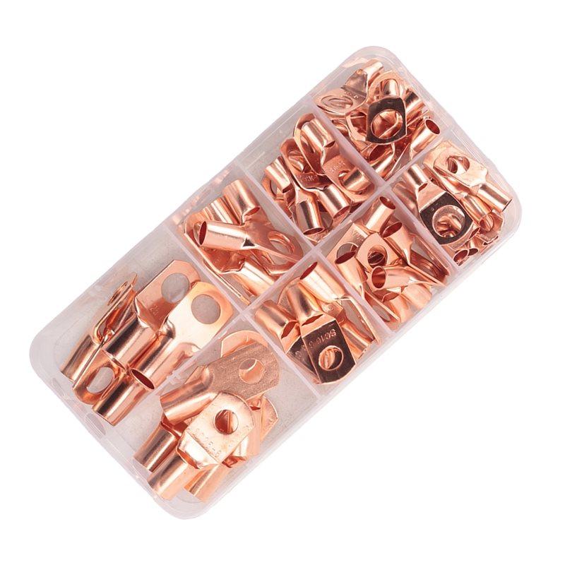 ABWR-70Pcs Wire Lug Connector Ring SC6-25 Copper Connectors Bare Cable Electric Crimp Terminal Connector Kit