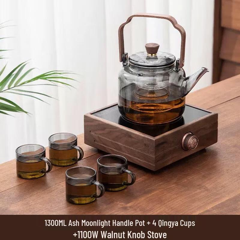 HANDUNYOU Glass Tea Set with Stove and Teapot