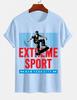 Unisexs Pure Cotton Solid Color Tshirt Extreme Sports Skateboard Print Crew Neck Short Sleeve New York Street Casual Top