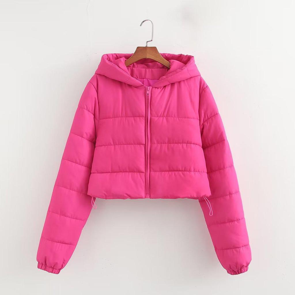 2024 Herbst/Winter Kapuzen-Kurzjacke aus Baumwolle für Damen - Europäischer und Amerikanischer Stil