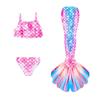 3Pcs Girls Mermaid Tail Swimsuit Children Memaid Swimwear Bikini Bathing Suit Halloween Costume Princess Beach Party Clothing