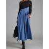 New Woolen Dress with Contrasting Color, V-neck, Long Sleeved Patchwork, and Large Swing Design Maternity Wear