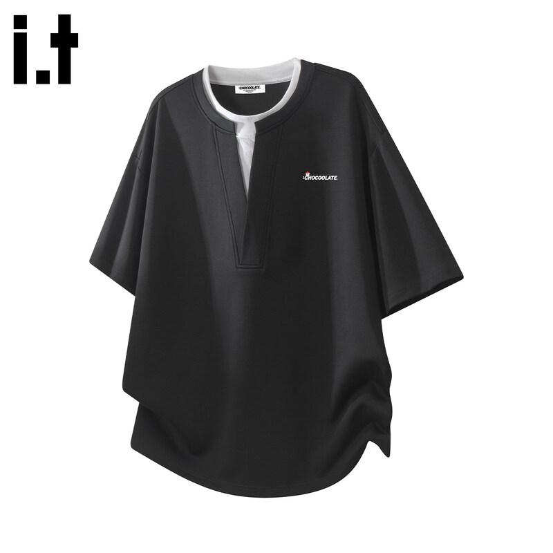 CHOCOOLATEit Men s Faux Two-Piece Short Sleeve T-shirt L